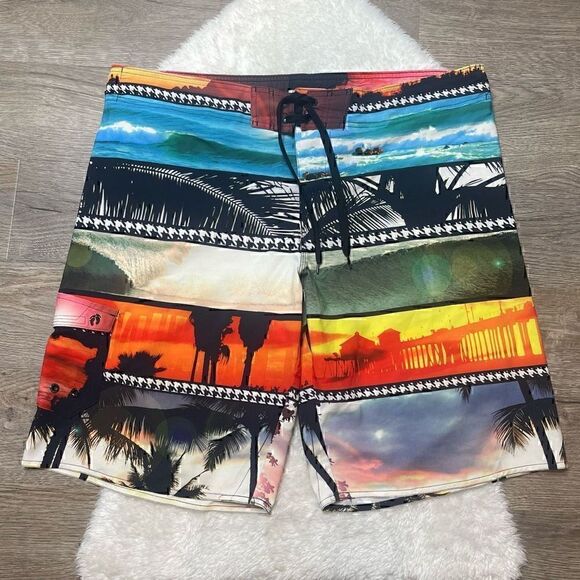 Hang Ten Mens Swim Trunks Size XL Board Shorts Lined Hawaiian Babymoon - Picture 1 of 13